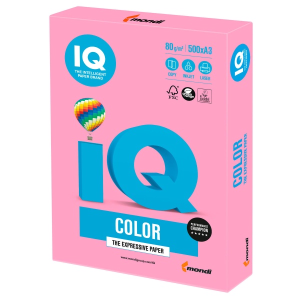 Папір офісний кольоровий IQ A3 80 г/м рожевий 500 аркушів 