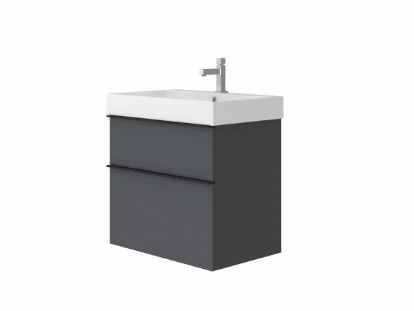 Тумба напольная ЮВЕНТА Manhattan - 70 серый с умывальником Stance-70