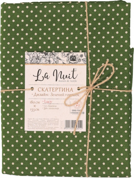 Скатерть Lucy Зеленый горошек 133x180 см зеленый La Nuit 