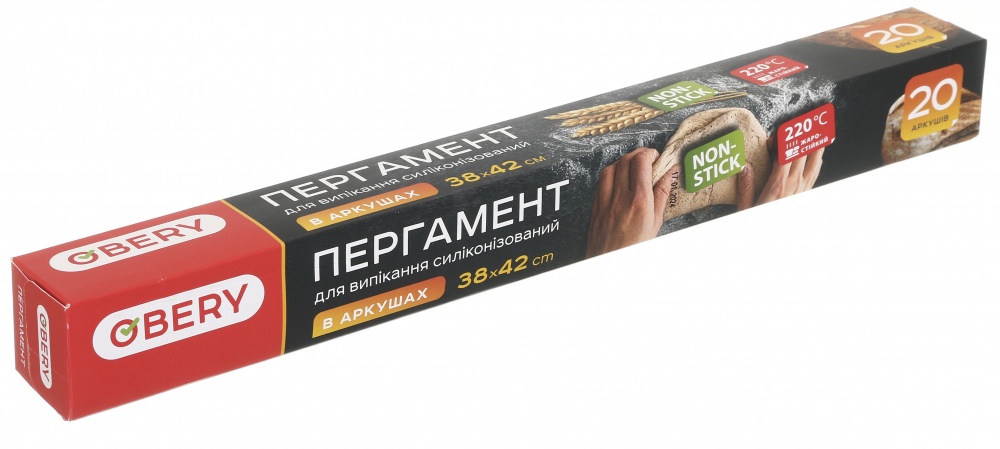 Папір для випікання OBERY широкий 20 аркушів 38х42 см