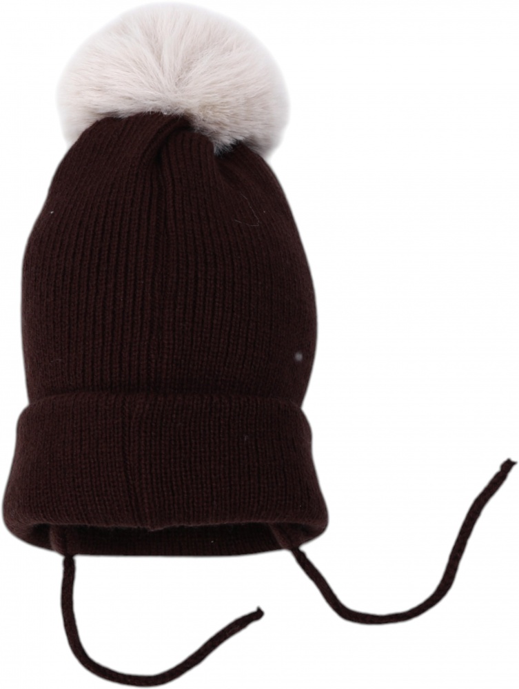 Шапка HW детская с веревочками р.52-54 коричневый