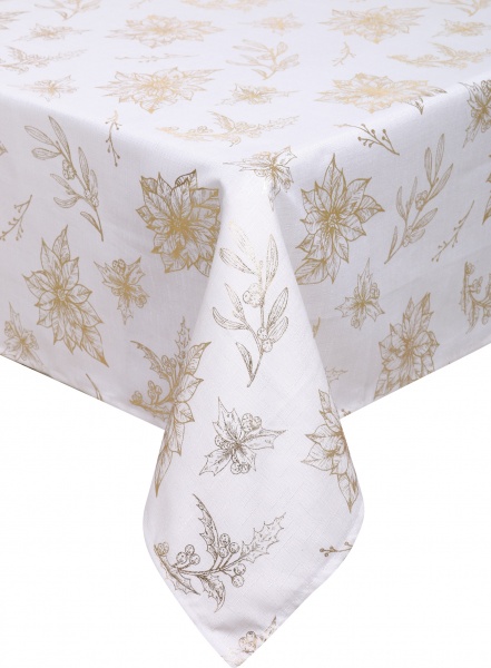 Скатерть Noel 140x220 см белый с золотым Luna 