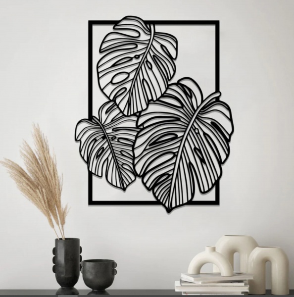 Панно STEEL CHARACTER Монстера 53x43 см черный 