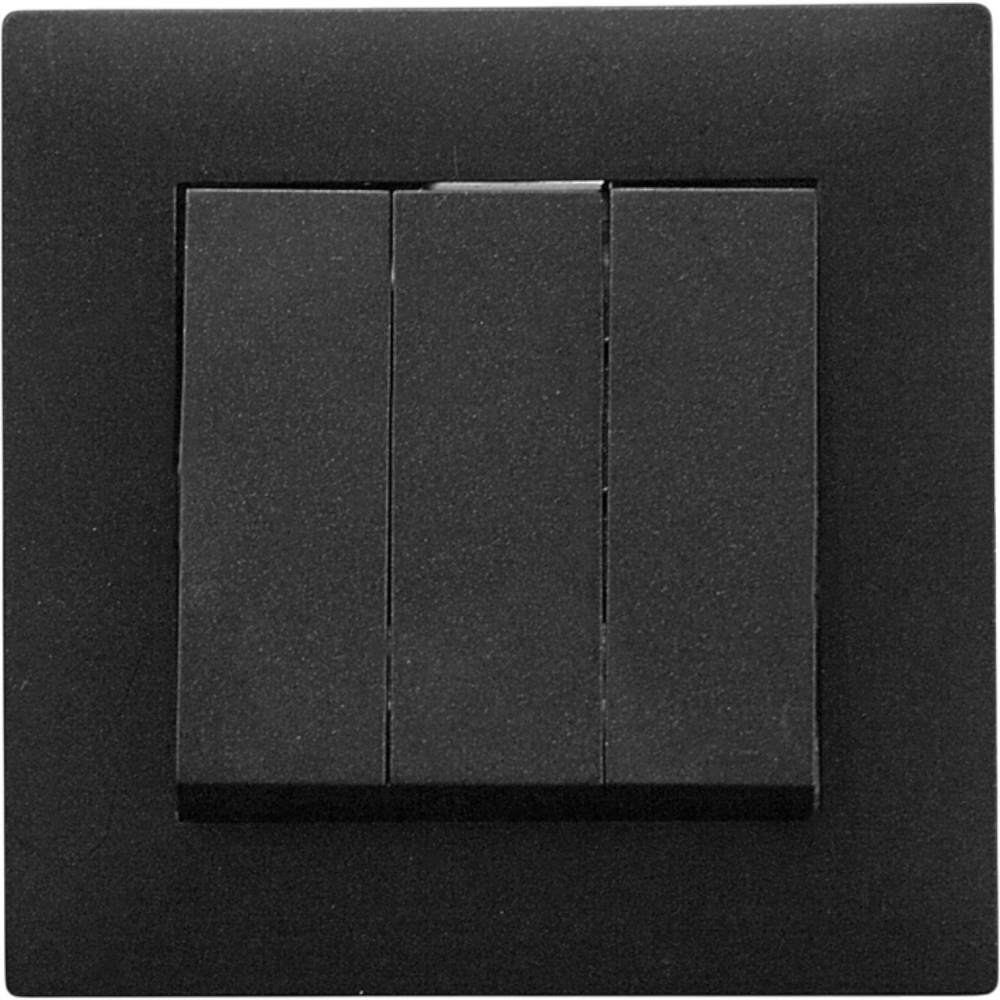 Вимикач триклавішний Makel Rizz без підсвітки чорний матовий 88054091