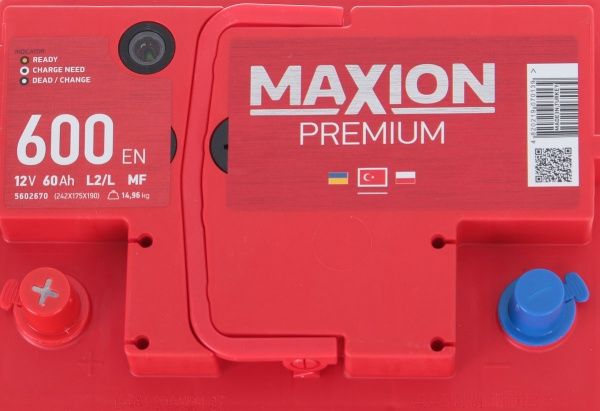 Аккумулятор автомобильный MAXION Premium 6СТ - 50 А2 600 L 60А 12 B «+» слева
