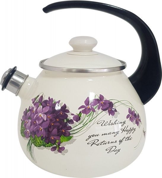 Чайник емальований сферичний зі свистком 2,5л Віола Idilia