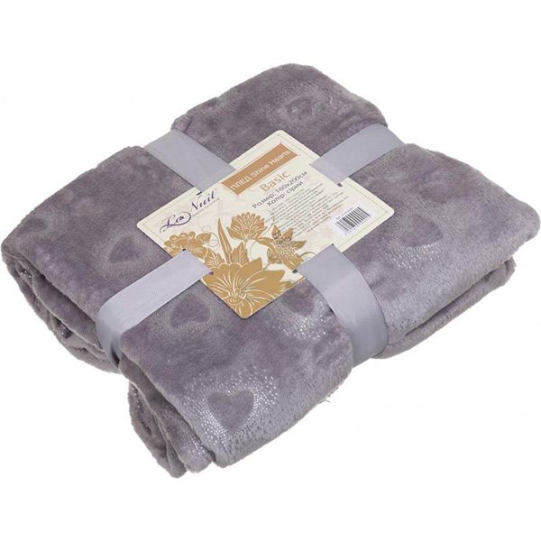 Плед La Nuit Basic Shine Hearts 160x200 см сірий