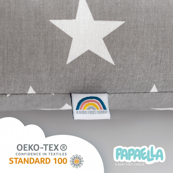 Бортик-валик захисний мультифункціональний Зірка/Горошок 2 шт. Papaella сірий 