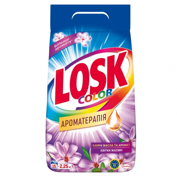 Пральний порошок для машинного та ручного прання Losk Color Ароматерапія Ефірні олії та Жасмин 2,25 кг 