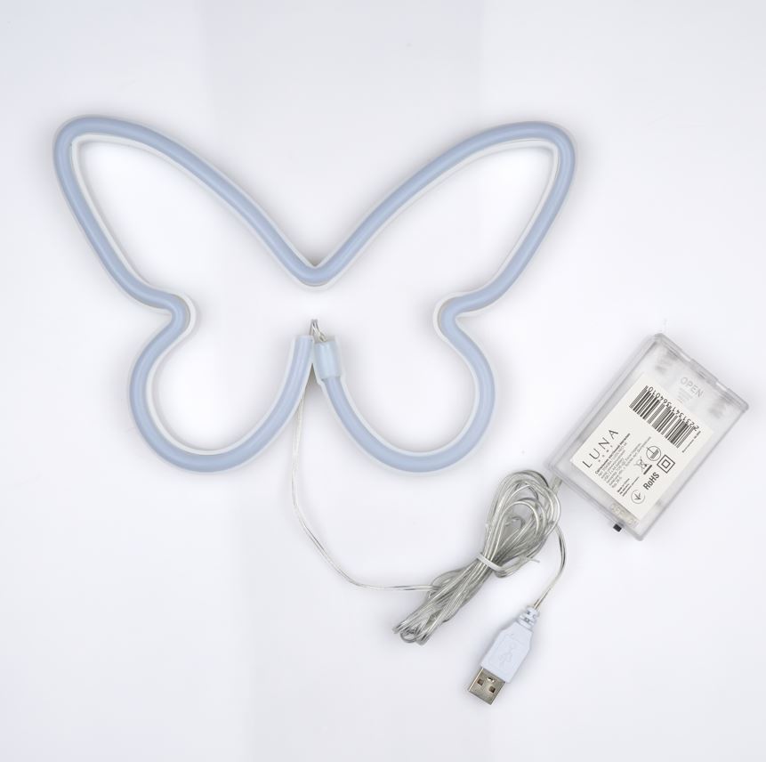 Неоновая вывеска Luna LUDS-NEO-46 Метелик теплый белый/синий/розовый