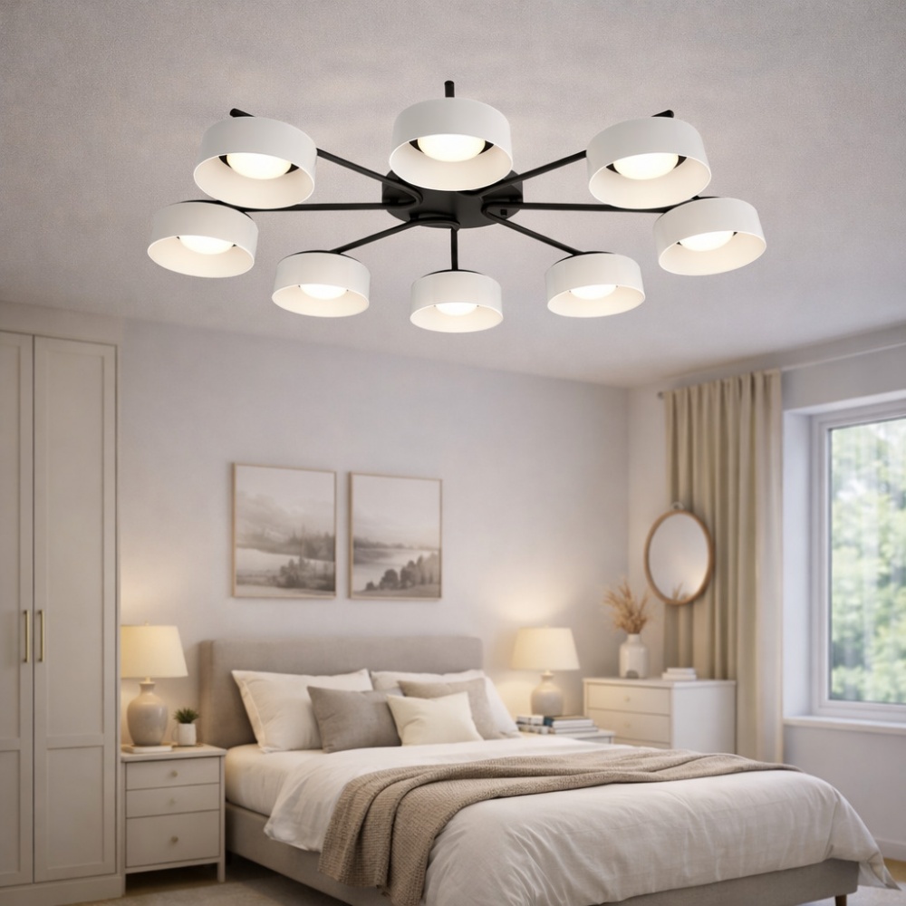 Люстра стельова LIGHT SET DUSHA MS228 8x12 Вт GX53 чорний/молочний