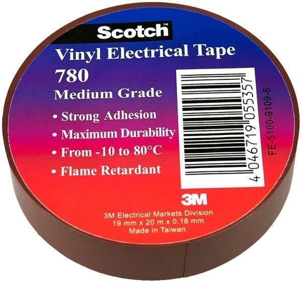 Изолента 3M 19 мм 20 м коричневая ПВХ
