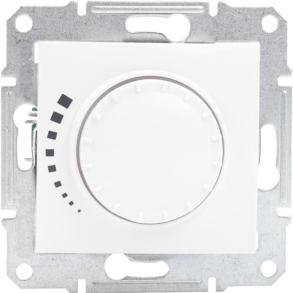 Светорегулятор поворотно-нажимной Schneider Electric Sedna проходной 60-500 Вт с индикатором IP20 белый SDN2200521