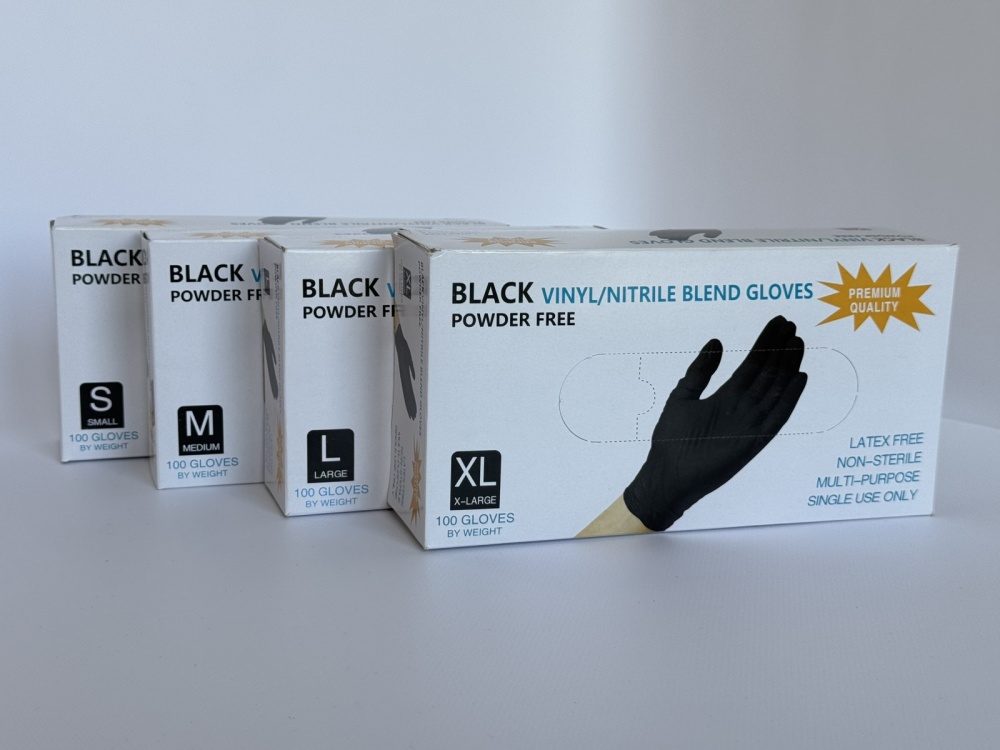 Рукавички медичні Care 365 вінілові чорні р.XL 100 шт./уп.