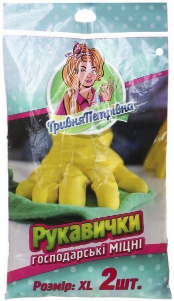 Перчатки хозяйственные крепкие Гривня Петрівна р.XL 1 пар/уп. желтые
