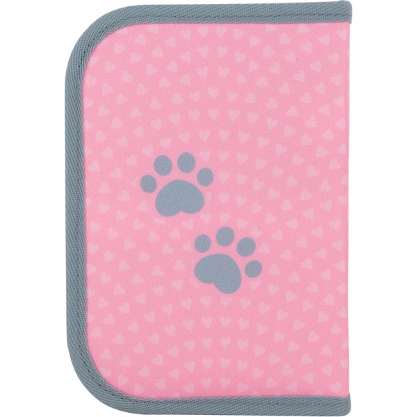 Пенал школьный Fluffy Cat K22-622-17 KITE розовый с серым