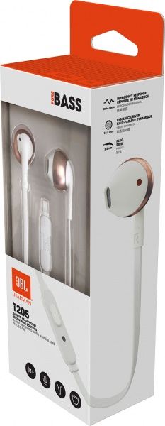 Гарнітура JBL® T205 rose gold 