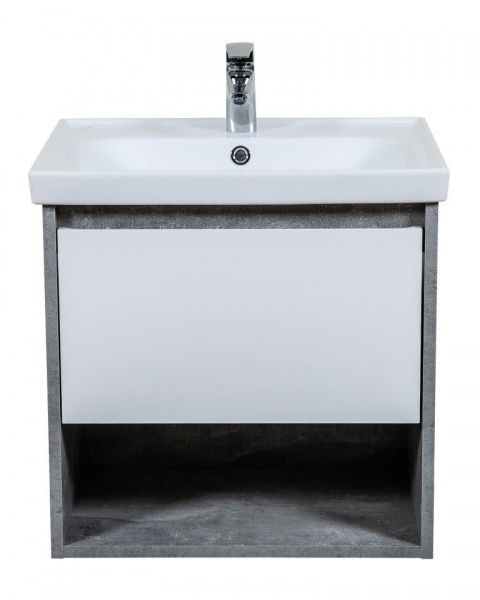 Тумба подвесная ScandiSPA Edda (бетон) с умывальником Frame 60 см