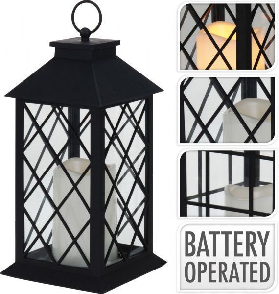 Фонарь со светодиодной подсветкой черный 14х14х29 см