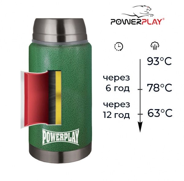 Термос для еды 9002 750 мл зеленый PowerPlay