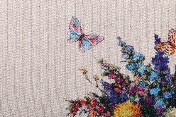 Рушник весняний букет 47x60 см Білоруський льон коричневий із жовтим 