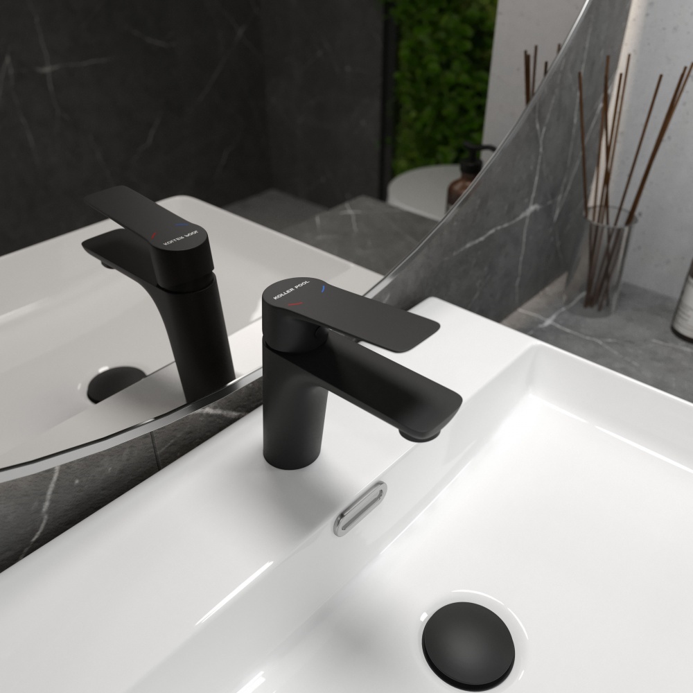 Смеситель для умывальника Koller Pool Kvadro Start, чорний матовий (1136330605)