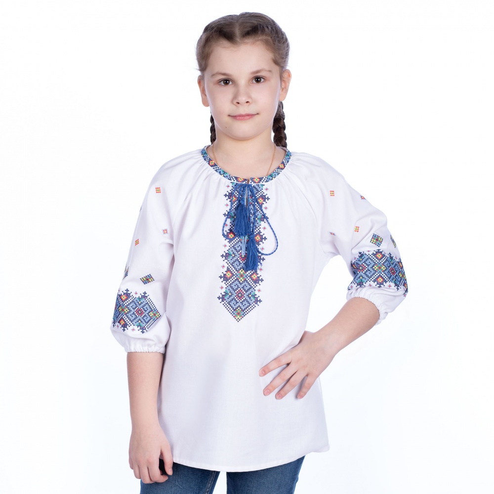 Вышиванка для девочек Эдельвика 379-23/09 р.152 белый 379-23/09