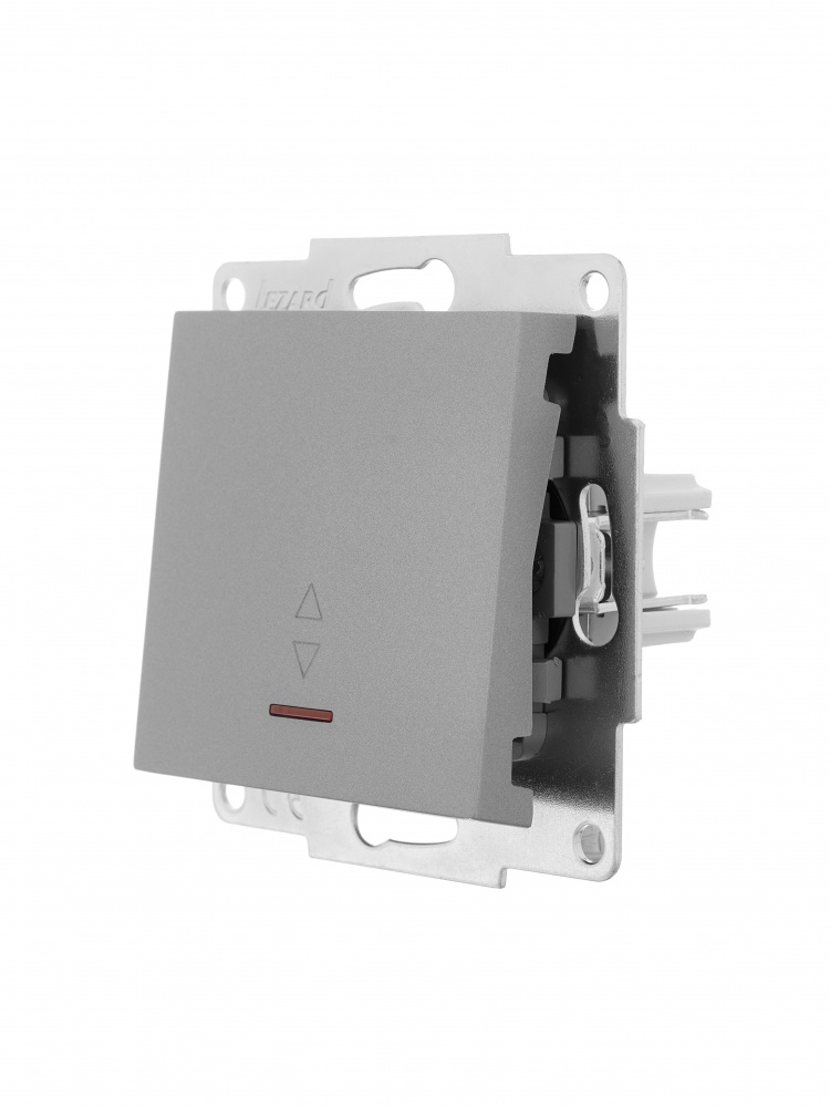 Выключатель проходной одноклавишный Lezard Vesna с подсветкой серый 742-3588-114