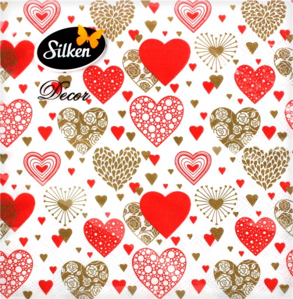 Салфетки столовые Silken для закоханих в асортименті 33х33 см 18 шт.