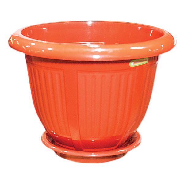Горшок пластиковый Алеана Волна круглый 6л терракот (112045) 