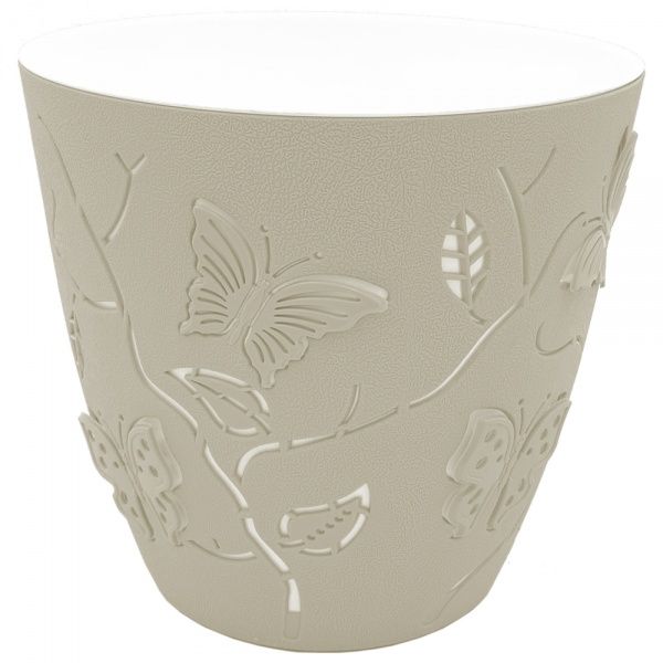 Горщик пластиковий Alyaplastik 3D NO:3 круглий 2,5 л бежевий 