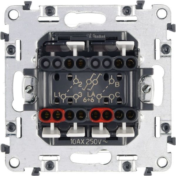 Вимикач прохідний двоклавішний Legrand Allure без підсвітки 10 А 250В білий 752708