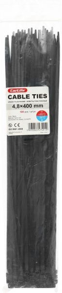 Стяжка кабельна CarLife чорний, уп. 100 шт. 4,7х400мм