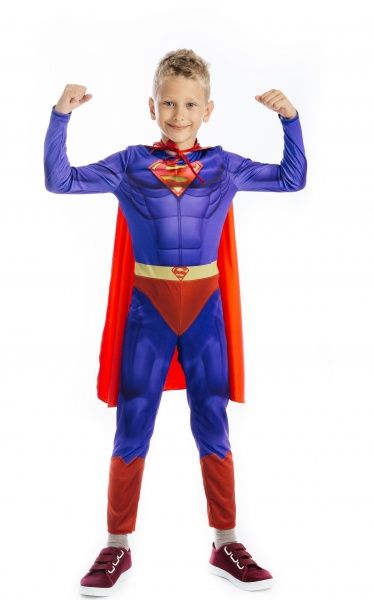 Костюм карнавальний КАРНАВАЛІЯ Супергерой 3D р.110-116 синій із червоним 