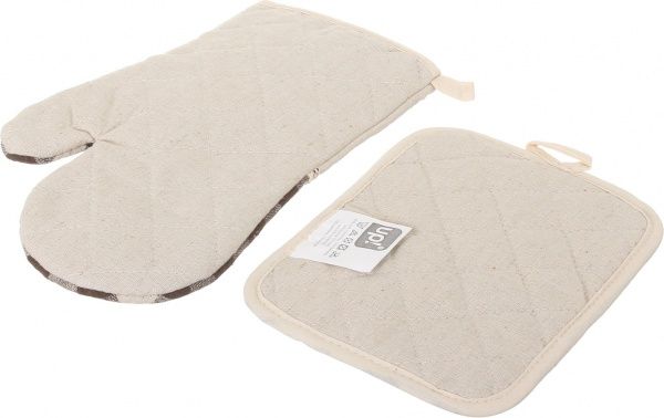 Набір кухонний рукавичка та прихватка Brown check коричневий із малюнком 