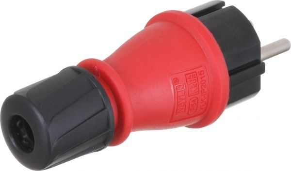 Вилка электрическая резиновая Electraline 55083 250В 16А резина черно-красный