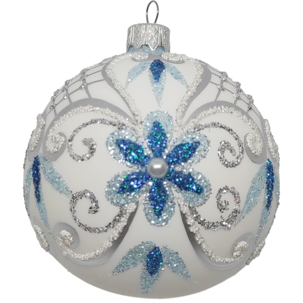 Куля новорічна скляна d80 срібно-блакинтий 10160-1 