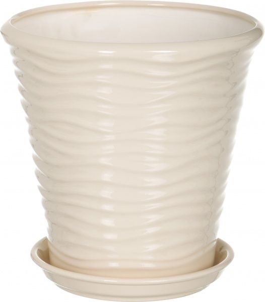 Горщик керамічний Оріана-Запоріжкераміка Нова Хвиля глянець круглий 5,5л світло-бежевий 