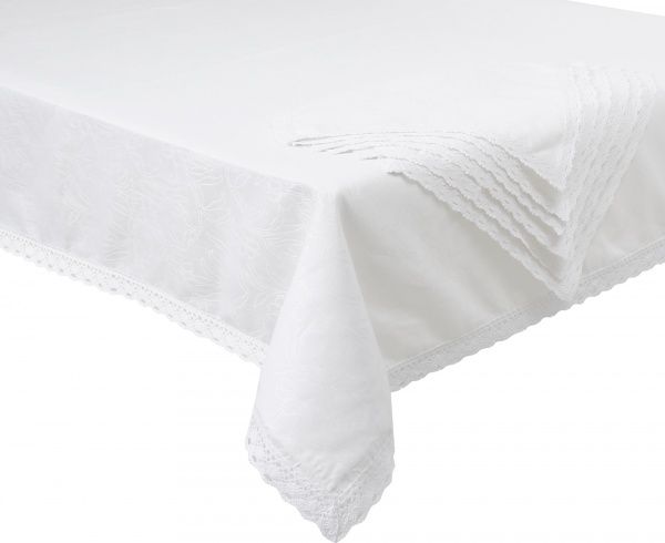 Набор скатерть + 6 салфеток 175x150 см белый Ярослав 