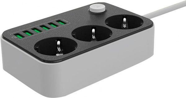 Сетевой фильтр СolorWay с заземлением 3 гн. черный 1,8 м CW-CHE36B 