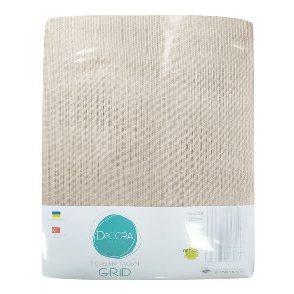 Тюль Grid 300х290 см бежевий Decora textile