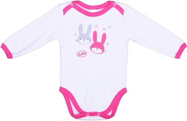 Боди детское для девочки Baby Veres Hello Bunny цельный р.78 бело-розовый 