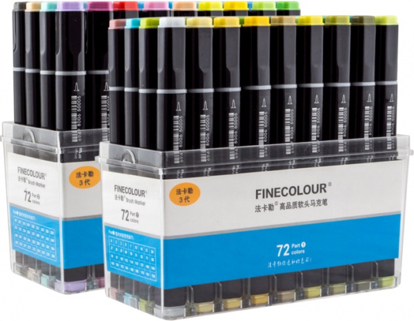 Набір двосторонніх маркерів FINECOLOUR Brush 72 кольори EF102-TB72 різнокольоровий 