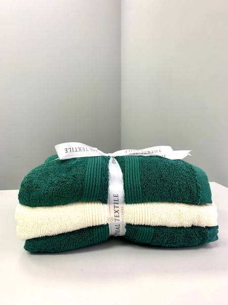 Набір рушників махрових 50x90 см зелено-молочний Ideal 