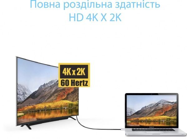 Кабель Promate HDLink-60H USB 3.1 Type-C - HDMI v.2.0 UltraHD-4K, 3D 1,8 м черный (hdlink-60h.grey) 