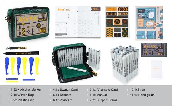 Набор маркеров Arrtx OROS ASM-03GY 32 цвета, серые оттенки LC302543 