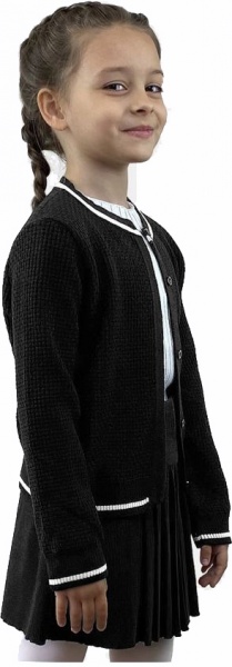 Кофточка детская для девочки ART KNIT герда xерная с белой полоской р.128 [019] Black/white 022644 