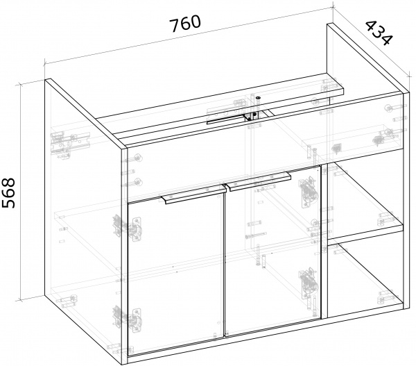 Тумба підвісна Water House Оніка 80 під умивальник дуб крафт золотий