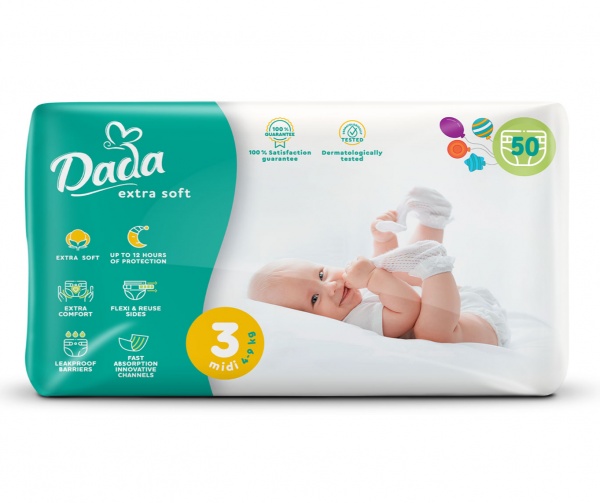 Подгузники Dada Extra Soft Midi 3 4-9 кг 50 шт.
