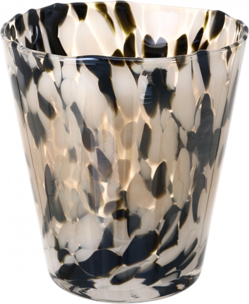 Ваза стеклянная Wrzesniak Glassworks Confetti 16 см черно-белая 27-1061C